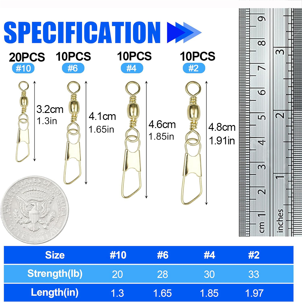 50Pcs Gold Fishing Barrel Swiv – обзор и цена Fishing Lure Accessories