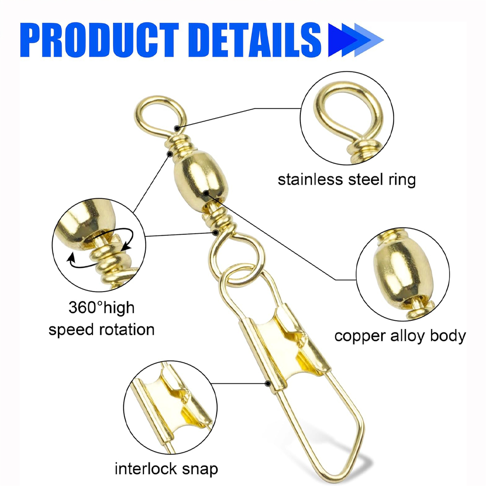 50Pcs Gold Fishing Barrel Swiv – обзор и цена Fishing Lure Accessories
